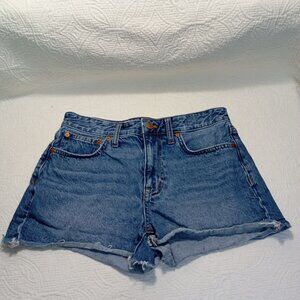 Madewell Relaxed Denim Shorts 27 Blue Distressed High Waist Womens Summer